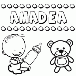 Nome Amadea para pintar. Desenhos de todos os nomes para colorir