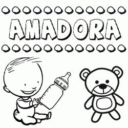 Nome Amadora para pintar. Desenhos de todos os nomes para colorir