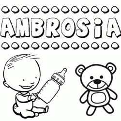 Nome Ambrosia para pintar. Desenhos de todos os nomes para colorir