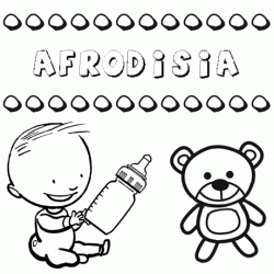Nome Afrodisia para pintar. Desenhos de todos os nomes para colorir