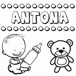 Nome Antona para pintar. Desenhos de todos os nomes para colorir