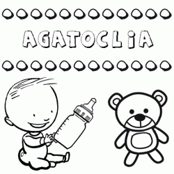 Nome Agatoclia para pintar. Desenhos de todos os nomes para colorir