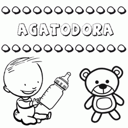 Nome Agatodora para pintar. Desenhos de todos os nomes para colorir