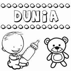Nome Dunia para pintar. Desenhos de todos os nomes para colorir