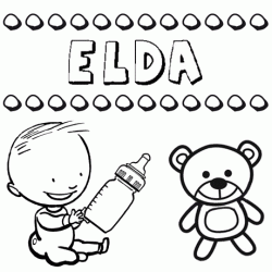 Nome Elda para pintar. Desenhos de todos os nomes para colorir