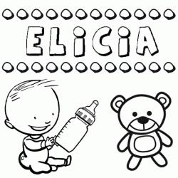 Nome Elicia para pintar. Desenhos de todos os nomes para colorir