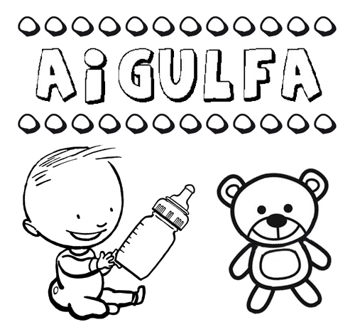 Nome Aigulfa para pintar. Desenhos de todos os nomes para colorir