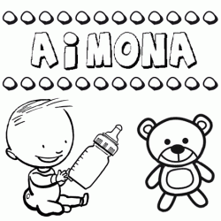 Nome Aimona para pintar. Desenhos de todos os nomes para colorir