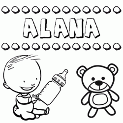 Nome Alana para pintar. Desenhos de todos os nomes para colorir