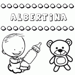 Nome Albertina para pintar. Desenhos de todos os nomes para colorir