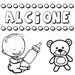 Nome Alcione para pintar. Desenhos de todos os nomes para colorir