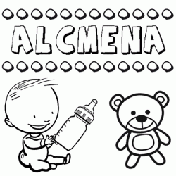 Nome Alcmena para pintar. Desenhos de todos os nomes para colorir
