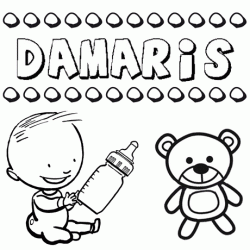 Nome Dámaris para pintar. Desenhos de todos os nomes para colorir