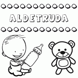 Nome Aldetruda para pintar. Desenhos de todos os nomes para colorir