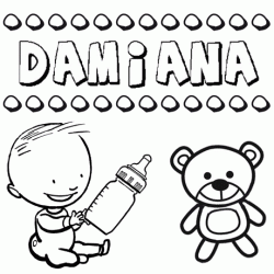 Nome Damiana para pintar. Desenhos de todos os nomes para colorir