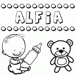 Nome Alfia para pintar. Desenhos de todos os nomes para colorir