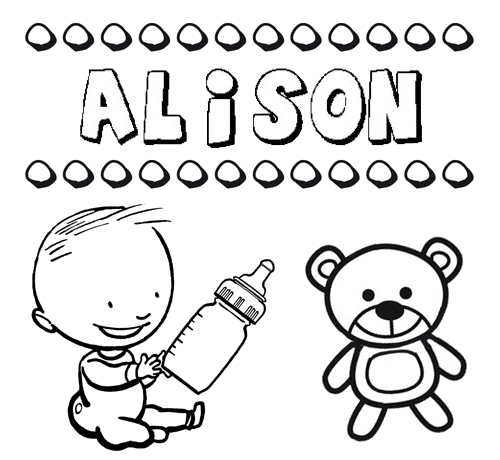 Nome Alison para pintar. Desenhos de todos os nomes para colorir