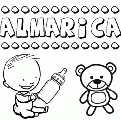 Nome Almárica para pintar. Desenhos de todos os nomes para colorir
