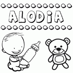 Nome Alodia para pintar. Desenhos de todos os nomes para colorir