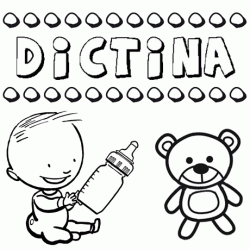 Nome Dictina para pintar. Desenhos de todos os nomes para colorir