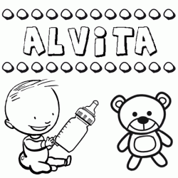 Nome Alvita para pintar. Desenhos de todos os nomes para colorir