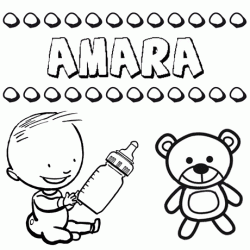 Nome Amara para pintar. Desenhos de todos os nomes para colorir