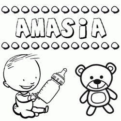 Nome Amasia para pintar. Desenhos de todos os nomes para colorir