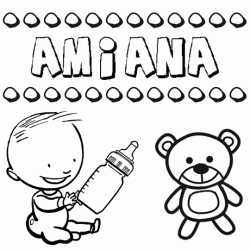 Nome Amiana para pintar. Desenhos de todos os nomes para colorir
