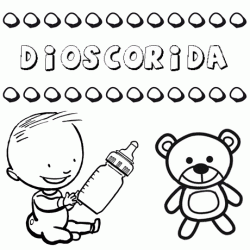Nome Dioscórida para pintar. Desenhos de todos os nomes para colorir
