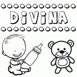 Nome Divina para pintar. Desenhos de todos os nomes para colorir