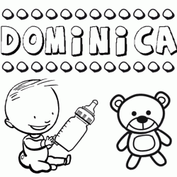 Nome Dominica para pintar. Desenhos de todos os nomes para colorir