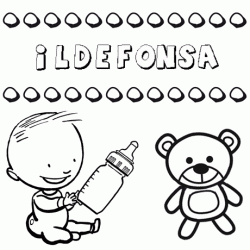 Nome Ildefonsa para pintar. Desenhos de todos os nomes para colorir