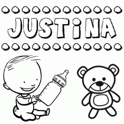 Nome Justina para pintar. Desenhos de todos os nomes para colorir