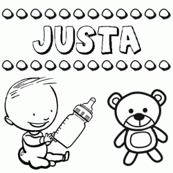 Nome Justa para pintar. Desenhos de todos os nomes para colorir