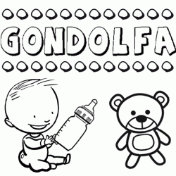 Nome Gondolfa para pintar. Desenhos de todos os nomes para colorir