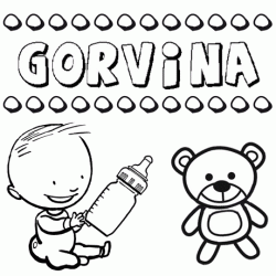 Nome Gorvina para pintar. Desenhos de todos os nomes para colorir