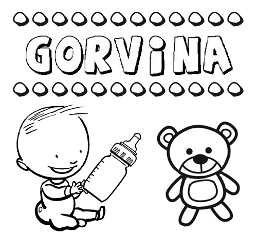 Nome Gorvina para pintar. Desenhos de todos os nomes para colorir