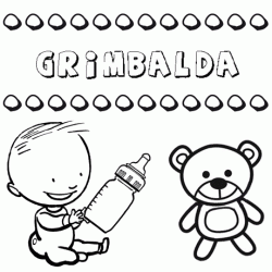 Nome Grimbalda para pintar. Desenhos de todos os nomes para colorir