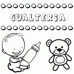 Nome Gualteria para pintar. Desenhos de todos os nomes para colorir