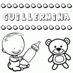 Nome Guillermina para pintar. Desenhos de todos os nomes para colorir