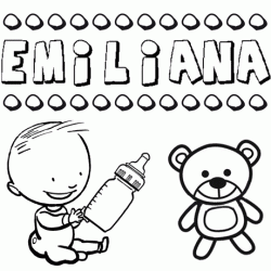 Nome Emiliana para pintar. Desenhos de todos os nomes para colorir