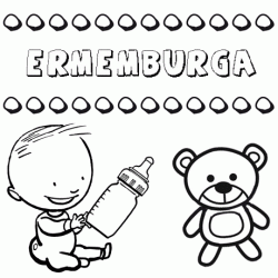 Nome Ermemburga para pintar. Desenhos de todos os nomes para colorir