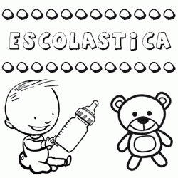 Nome Escolástica para pintar. Desenhos de todos os nomes para colorir