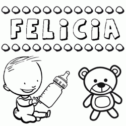 Nome Felicia para pintar. Desenhos de todos os nomes para colorir