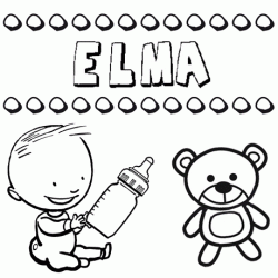 Nome Elma para pintar. Desenhos de todos os nomes para colorir