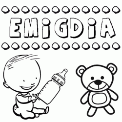 Nome Emigdia para pintar. Desenhos de todos os nomes para colorir