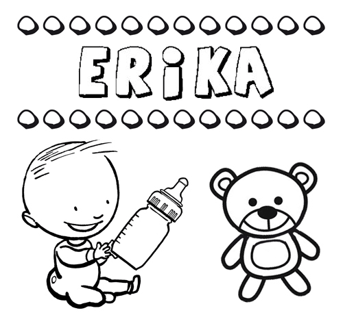 Nome Erika para pintar. Desenhos de todos os nomes para colorir