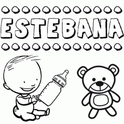 Nome Estébana para pintar. Desenhos de todos os nomes para colorir