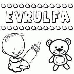 Nome Evrulfa para pintar. Desenhos de todos os nomes para colorir
