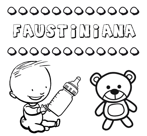 Nome Faustiniana para pintar. Desenhos de todos os nomes para colorir